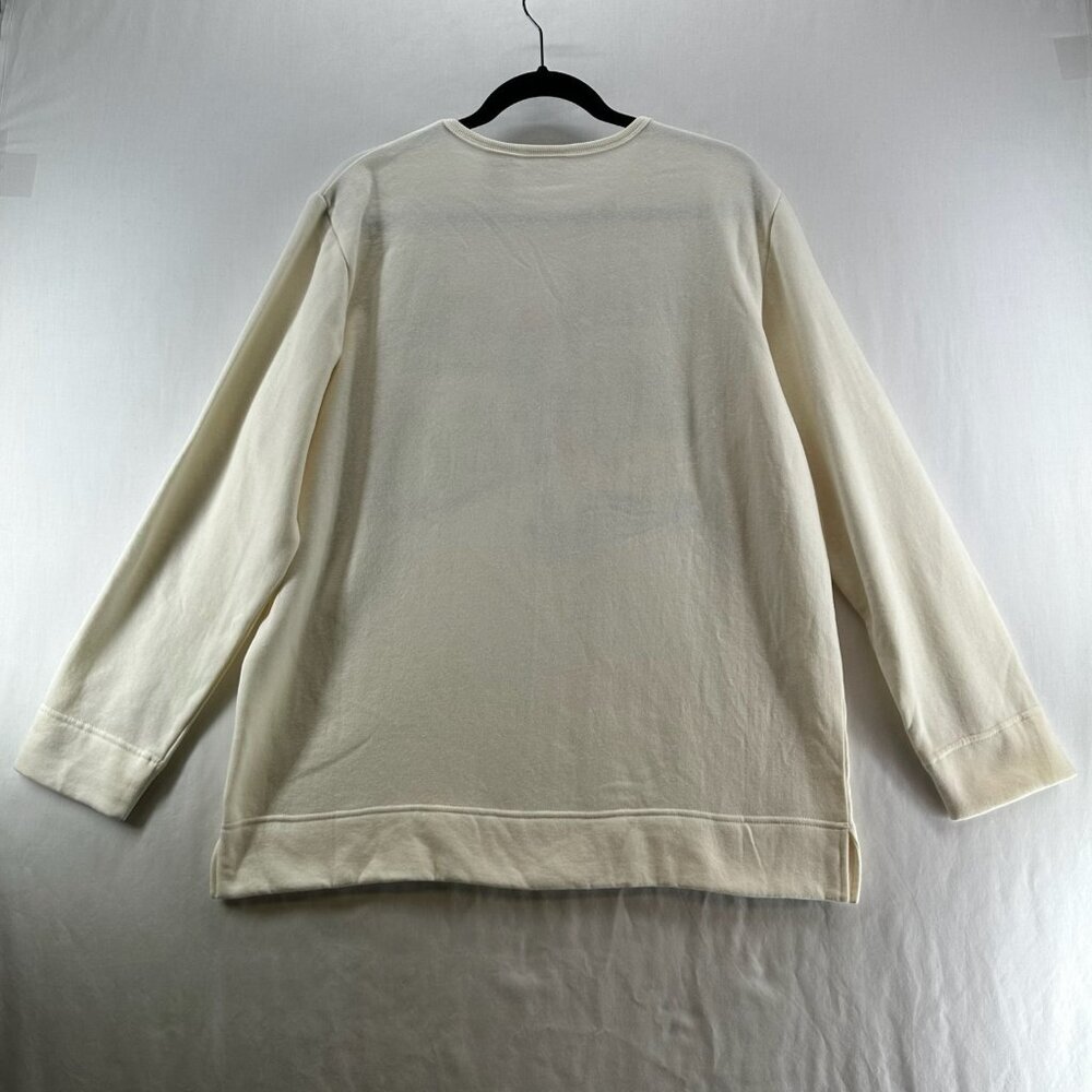 Bobbie Brooks Holiday Sweater L Christmas Tree Santa Embroidered Pullover Ivory - Picture 10 of 10